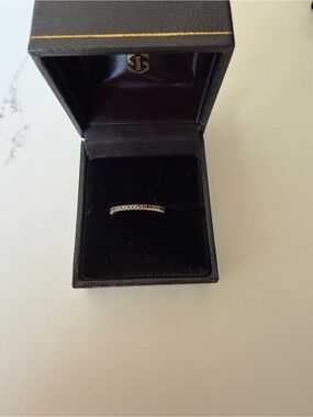 18K Eternity Band Ring with Black Pavé Diamonds  - size 4